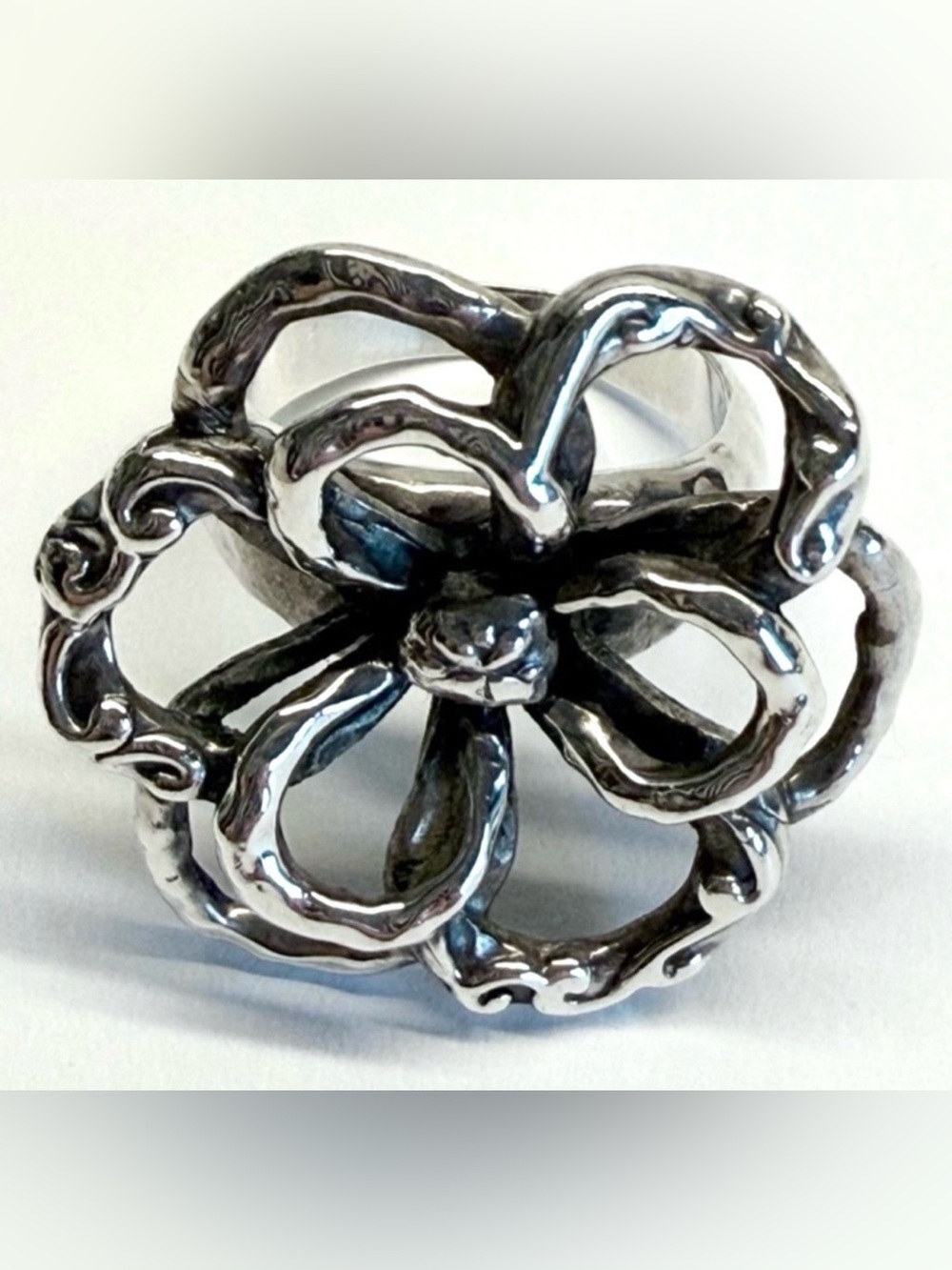 Silpada 925 Sterling Silver Chunky Open Floral Statement Ring Size 8